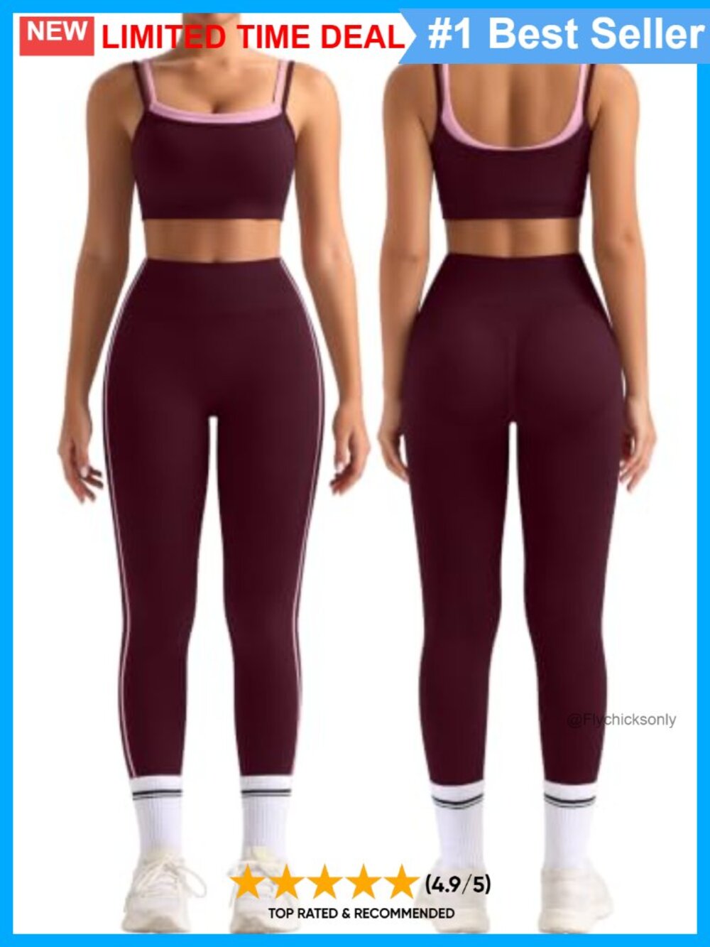 Women's 2 Piece Seamless Workout Set Padded Sports Bra Scrunch Leggings